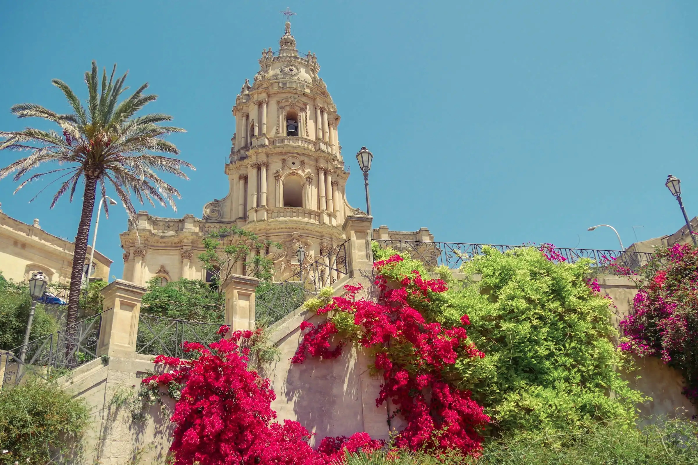 Charming hilltop village with traditional Mediterranean architecture cascading down the mountainside